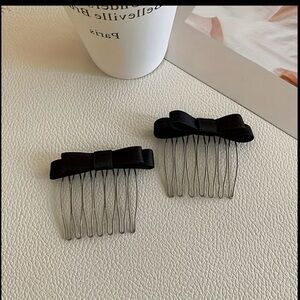 Black Bow Hair Combs - Set of 2